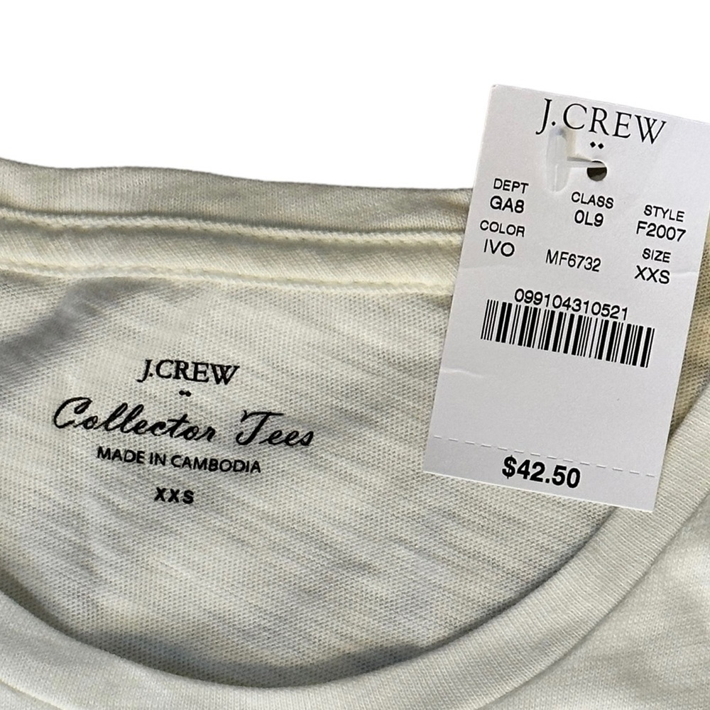 NWT J.Crew Collector Tee Women’s Ivory/Gold Metallic Crab Shirt Size XXS - Picture 4 of 5
